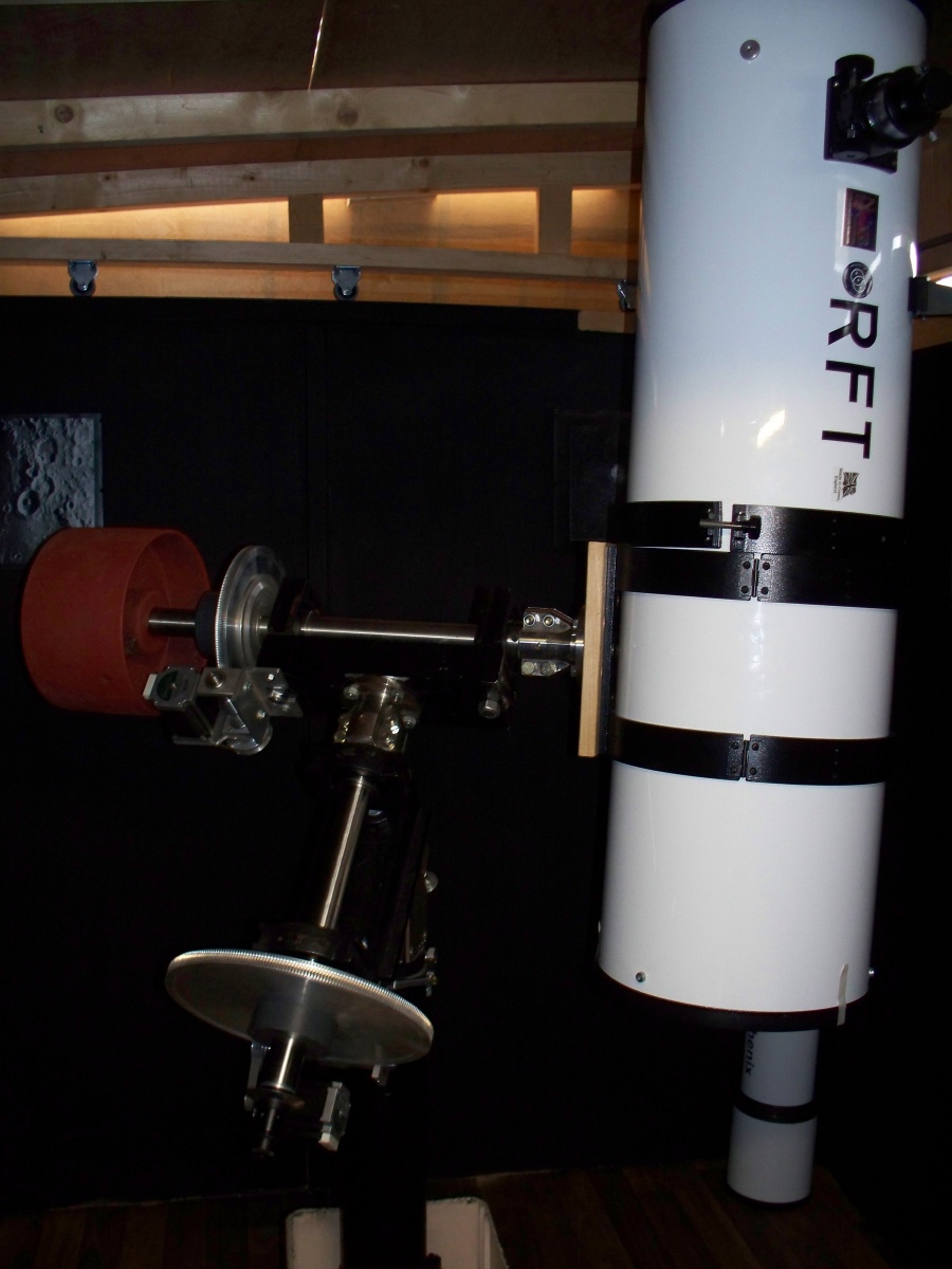 The 12.5" f/5 RFT inside the Observatory with the roof closed.
In the bottom right of the picture you can make out my 6" Refractor