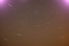 Stars on 15 min exposure with faint meteor in top left corner