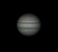 Jupiter with cyclonic barges visible on the NEB [011211]