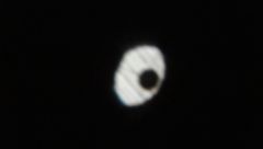 Again, Jupiter out of focus. (Ignore the black spot in the centre) You can just make out Jupiter's rings