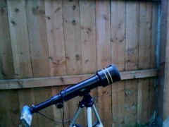 skycam 3 DC Slim 330 with focuser from some eyepiece from old camcorder attached to 50mm telescope. will use this for day viewing sky
also wider view of moon and soon solar sun when get some beader film put on end of telescope. :)