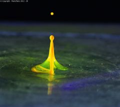 Another World 01 - Yellow ink into water.
Notice inside the column of ink, that it is falling back into the water from within before mixing. Also the l/h/s of column is much brighter than the left.
F9
1/3200th
ISO 400
Macro Zoom to 300mm