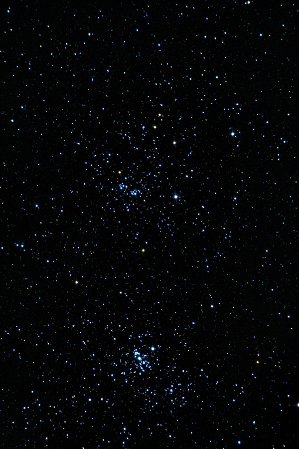 The Double Cluster in Perseus
1x 60s, ISO 800, unguided, tweaked in Photoshop

Orion Optics Europa 200 Hi-Lux
EQ5
Canon EOS 350D