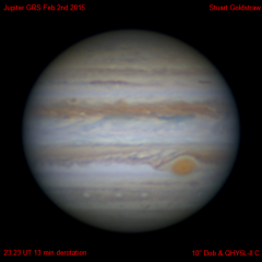 Jupiter GRS Feb 2nd 2015 23.23 UT 13 Min derot