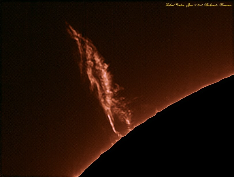 Twisted prominence on June 21   2013  (color)