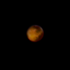 Mars At Opposition with clouds