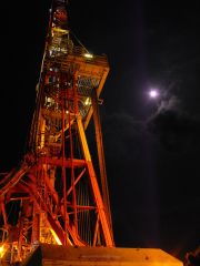 Drilling mast at night