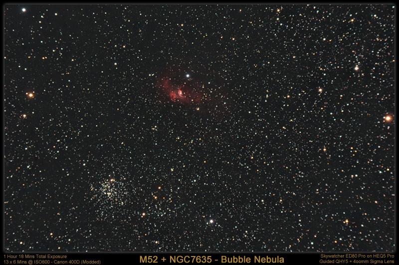 M52 & NGC7635 The Bubble Nebula