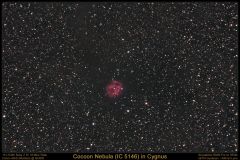 Cocoon Nebula, 13x6m @ ISO800
Skywatcher ED80 Pro + Canon 400D (Modded) on HEQ5 Pro, guided with QHY5 / 400mm FL Camera Lens as guidescope with PHD Guiding Software