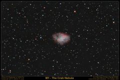 M1 - The Crab Nebula
222mm f/5.8 Newt + Canon 400D, guided on HEQ5 Pro