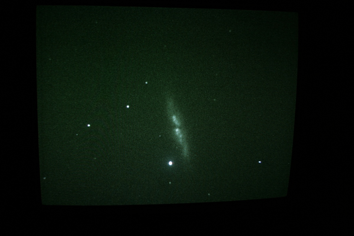 Live TV image of M82 Galaxy in Ursa Minor on TV in Observatory