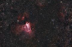 Swan Nebula M17 and Cluster M18APM TMB105, QHY8Exposure 14 x 10mins
