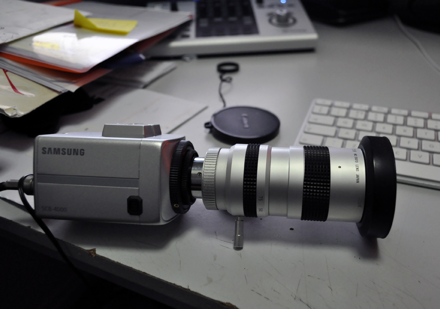 samsung SCB-4000 fitted with a 12.5mm -75mm tv video lens for testing.