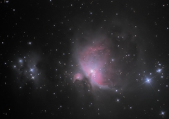 The great Orion nebula (M42) with De Mairan and Running man