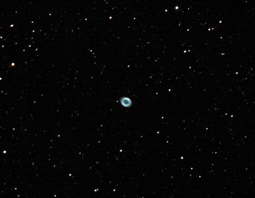 M27 Ring Nebula. 3min 30s exposure at ISO 100. Skywatcher 150p and Nikon D3200