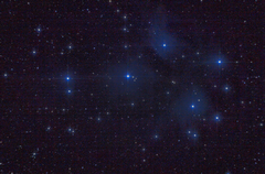 M45 Pleiades. 12min 30s, ISO 100 at F/5. Unguided