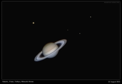 Saturn, Titan, Tethys, Rhea & Dione - 22 Aug 2022
